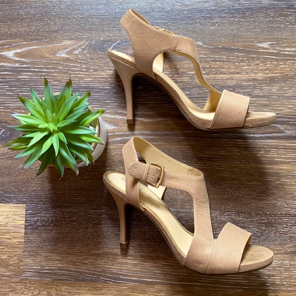 kelly&katie taupe snakeskin heels